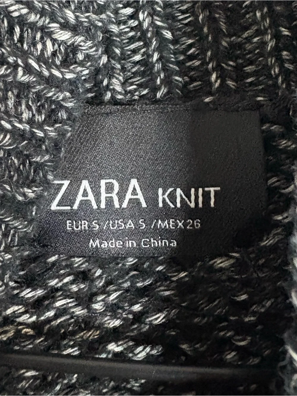 Zara Knit Black & White Marled Cropped Turtleneck Sweater Balloon Sleeve Size S - Picture 6 of 7